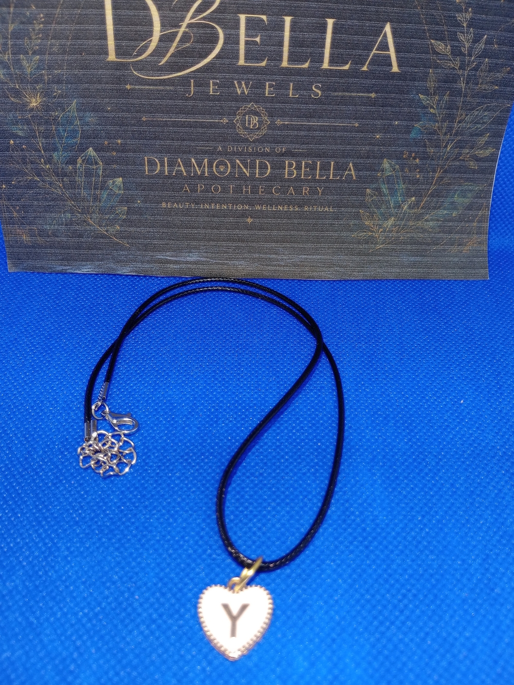 Y Heart Pendant Necklace in Black and Gold